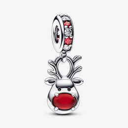 Reno rojo cuelga el encanto Pandoras Plata de ley 925 Conjunto de encanto de lujo Pulsera Fabricación de dijes Collar de diseñador Colgante Caja original Calidad SUPERIOR al por mayor