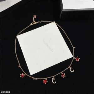 Strass Rouge Pendentif Lettre Motif Collier De Luxe Anniversaire Fête Collier Bijoux Femmes Plaqué Or Pendentifs