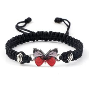 Rood touw plat knooppaar armband handgeweven geëlektropleerde armband voor mannen en dames beste vrienden vlinder sieraden handwerkvoeten ketting AB101