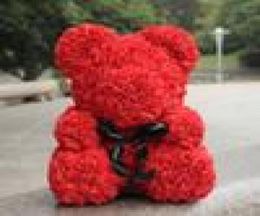 Rode Roos Beer 35CM Teddybeer Kunstmatige Schuimbloemen Beer Cadeau Voor Valentijnsdag Cadeau Kerstcadeau Bruiloft Rozen Decorat4308256