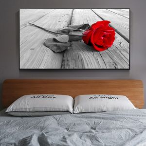 Fleur Rose rouge Posters et impressions Toile Peinture à la maison Décor HD Plante Photos Art mural pour salon sans cadre