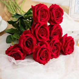 Rote Rosen aus Seide, künstliche Rosen, weiße Blüten, Knospen, künstliche Blumen für Zuhause, Valentinstag, Geschenk, Hochzeitsdekoration, Innendekoration, Decorat267s