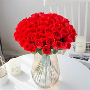 Ramo de rosas rojas, jarrón para decoración del hogar, jardín, boda, coronas decorativas, arreglo de flores artificiales hecho a mano Diy