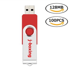 Unidades flash USB giratorias rojas 100 lotes 128 MB Giratorio USB 2.0 Unidades de lápiz de pulgar de metal Almacenamiento de memorias USB para computadora portátil Tableta