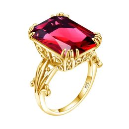 Bague en pierre rubis rouge en argent Sterling 925, bagues en or 14 carats pour femmes, bijoux de fiançailles de mariage, bijoux classiques Anillos 240112
