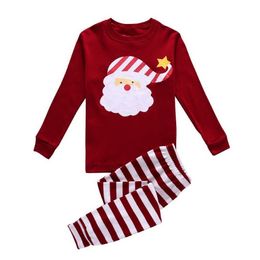 Red Santa Baby Girls Pyjamas Vêtements Costumes 100% Coton Christmas Enfants Pajamas Ensemble 2 à 7 ans
