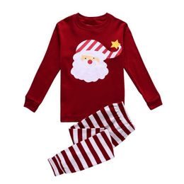 Red Santa Baby Girls Pyjamas Vêtements Costumes 100% Coton Christmas Enfants Pajamas Ensemble 2-7 ans