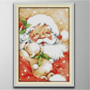 Rode Santa Claus Home Decor Schilderijen, Handgemaakte Cross Stitch Craft Tools Borduurwerk Handwerksets geteld Afdrukken op Canvas DMC 14CT / 11CT