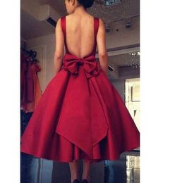 Robe de bal en satin rouge longueur mollet robes de bal pour femmes dos nu grande taille fête d'anniversaire pour filles