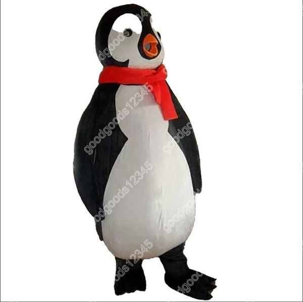 Costumes de mascotte de pingouin écharpe rouge, tenue de personnage de dessin animé de noël, costume de carnaval, noël, Halloween, taille adulte, fête d'anniversaire, tenue d'extérieur