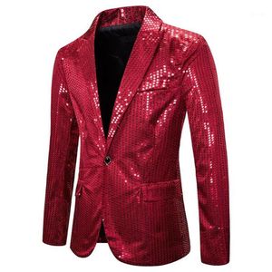 Rode Pailletten Glitter Blazer Mannen Nachtclub Fancy Casual Jasje Jas Mannelijke Heldere Prom Show Host Stadium Kleding Europese Size13238