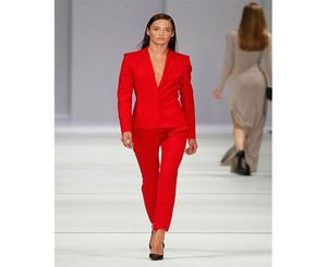Red Set Women Business Suits Ladies Office Uniform Elegant Pant Suits 2 Pieces Jacket Pants Custom Made3068937