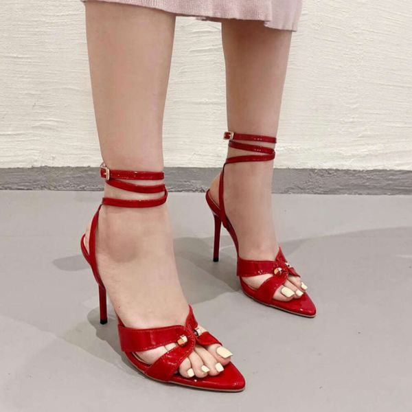 Red Sexy High Talons Summer Open Toe Roman Sandales Femelle Posompes Postules Femmes Cross-Strap Party Robe Bridal Chaussures