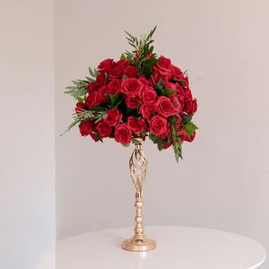 Red Silk Flower Ball voor bruiloft Kussen Ball Wedding Decoratie Centerpieces IMake886