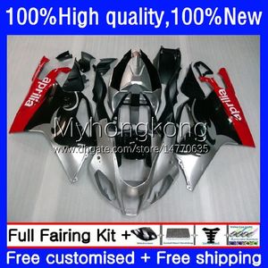 Carénages de moto rouge argent chaud pour Aprilia RSV 1000 R 1000R RSV1000R Mille RV60 Cowling 9No.21 RSV-1000 RSV1000 R RR 03 04 05 06 RSV1000RR 2003 2004 2005 2006 Kit de carrosserie