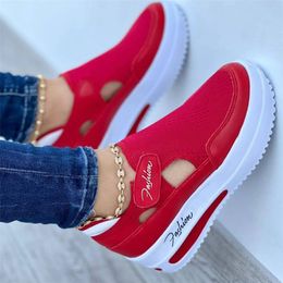 Baskets rouges femmes chaussures femme Tennis toile chaussure femme décontracté dames Sport plate-forme Sneaker évider 220815