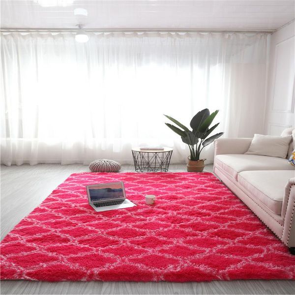 Tapis de zone souple rouge pour chambre à coucher salon à fourrure en peluche floues pour filles garçons enfants chambre brosée tapis