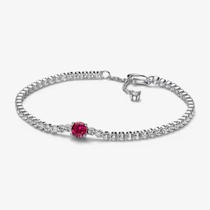 Rode Fonkelende Ronde Pave Tennis Armband 925 Sterling Zilver Verstelbare Zirconia Armbanden voor Vrouwen Luxe Bruiloft Sieraden