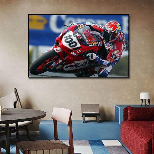 Póster de Motor de carreras deportivo rojo, pintura impresa en lienzo, cuadro de arte de pared nórdica para sala de estar, decoración del hogar sin marco