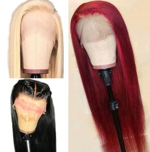 Red Lace Lace Front Human Hair Wig 13x6 Part profond 613 Blonde brésilien Remy Bourgogne Perruques Full 150 Densité pour les femmes noires9931671