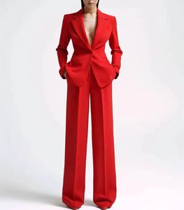Costume de costume de combinaison Red Suits ensembles pantalons féminins élégants et groupes de chemisiers de pantalon combi-pantal plus taille deux pièces 240409