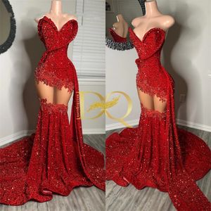 Robe de bal longue amoureux rouge pour les filles noires 2024 robes de fête d'anniversaire à paillettes robes de soirée robe de bal de bal