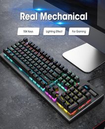 Capuchons de touches de clavier mécanique avec interrupteur rouge, 104 touches, vrais claviers de jeu, LED USB filaire, Teclado Mecanico, Accessoire Gamer3496541