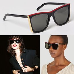 Lunettes de soleil œil de chat de styliste rouge pour femmes, Summer Beach Party, bords en métal doré, lunettes de soleil 539 hommes, montures cetate et 249y