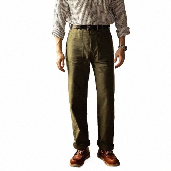 rouge Tornado 8oz OG-107 Baker Pants Pantalon décontracté pour hommes à jambe droite Vert olive E7Qi #