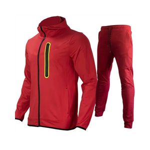 Red Tracksuit Print Mens Mens Womens Designer Sweins Suit à manches longues Fashion Leisure Set Sweat pour les ensembles de sports à capuche