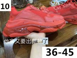 Rouge Triple S Cristal Bas Chaussures Décontractées Bottes Triple S Sneaker Hommes Femmes Chaussures Décontractées En Cuir Bas Haut À Lacets Chaussures Décontractées En Vente