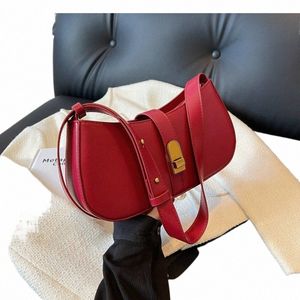 Bolso rojo de las axilas para las mujeres Otoño 2023 Nuevo francés de lujo retro boda hombro crossbody bolsos ocasionales bolsos de cuero simples 09Gq #