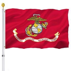Red USMC USA Marine Corps Flag 3x5 ft 90x150cm drapeau militaire américain Polyester American Army Banner Dhl Livraison