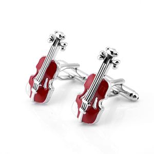 Boutons de manchette violon rouge français haut de gamme hommes Concert Performance costume chemise boutons classique à la mode violoncelle boutons de manchette cadeaux pour hommes