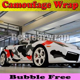 Rood wit Zwart arctic Camo Vinyl Car Wrap Film Met Air Rlease Gloss Matt Sneeuw Camouflage Pixel Auto Sticker 1 52x30 m Roll5x100198q