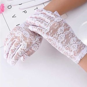 Rouge Blanc Noir Mode Femmes Lady Dentelle Party Sexy Gants Habillés Été Doigt Complet Gants De Protection Solaire Pour Les Filles Y0827