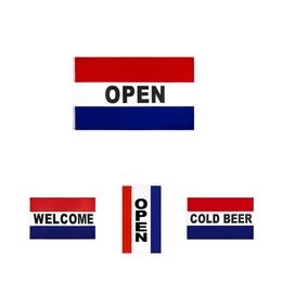 Rood Wit Blauw Welkom Koud Bier Verticaal Open Vlag Retail Direct Fabriek Hele 3x5Fts 90x150cm Polyester Banner Indoor Outdoo245d