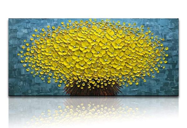 Arte de pared de flores blancas rojas sobre lienzo, pinturas al óleo abstractas, obra de arte moderna texturizada, imagen cuadrada pintada a mano 7039958