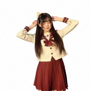 rood wit JK uniform zomer korte / LG mouw Japanse schooluniformen meisjes matrozensets plooirok JK uniform COS kostuum o4HX #