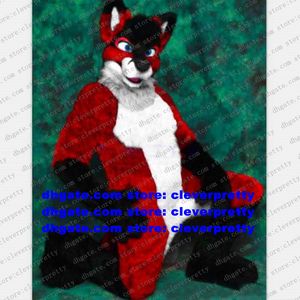 Disfraz de Mascota de lobo peludo de pelo largo rojo y blanco, traje de piel de perro Husky de zorro, traje de personaje de dibujos animados para adultos, regalo de Festival de noche de graduación zx1308