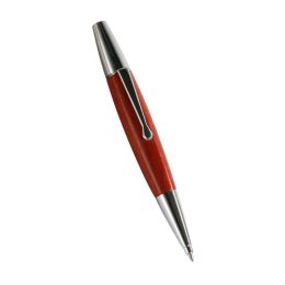 Red Willow Wood Silver Chesseboard Twist Trim Fat Ballpoint Tool Tool Gift W3JD