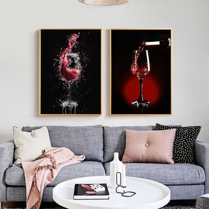 Rode wijn alcoholische dranken schilderen canvas poster beker moderne muur kunst foto voor woonkamer slaapkamer winkel thuisdecoratie