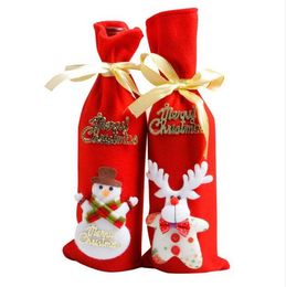 Rode wijn fles cover tassen decoratie home party santa claus kerst jul7 professionele fabriek prijs drop shipping G860