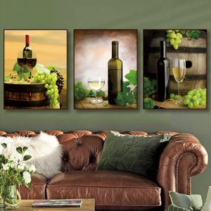 Rode wijn druiven bier muurkunst canvas schilderij stilleven life Noordse poster print muur foto's woonkamer keuken bar decor cuadros