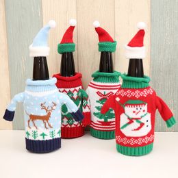 Suéter de vino tinto bolsos de Navidad de estilo fresco con tela de gorro de Santa Claus Bar cerveza Botella de champán decoraciones botellas manga th0173 s