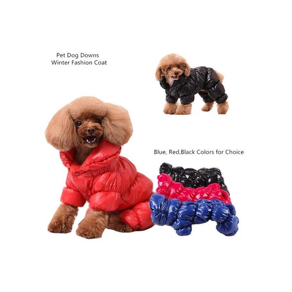 Rouge hiver animal de compagnie col roulé chaud chien Parka vêtements petits chiens vers le bas manteau 4 jambes veste moyen Chihuahua XS bleu noir 308h