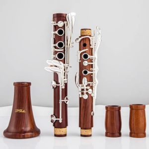 Clarinete profesional de madera roja Clarinete de palisandro en Sib Teclas plateadas Madera maciza Sib Klarnet