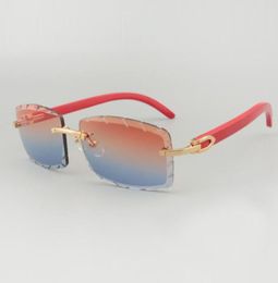 lunettes de soleil en bois rouge 8100915 avec lentille coupée 56mm épaisseur 3002128745
