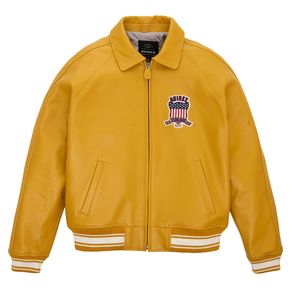 Bomber jaune rouge veste USA Taille avirex décontracté sportif de vol de mouton épais en cuir de mouton