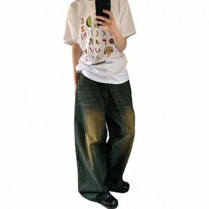 Reddachic Années 90 Rétro Skater Hommes Baggy Jeans Vert W Ajuster la taille Casual Pantalon large surdimensionné Y2k Pantalon Plus Taille Vêtements 87wR #